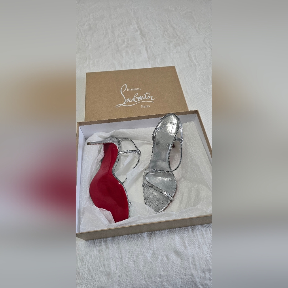 Christian Louboutin Silver and Red Stiletto Heels